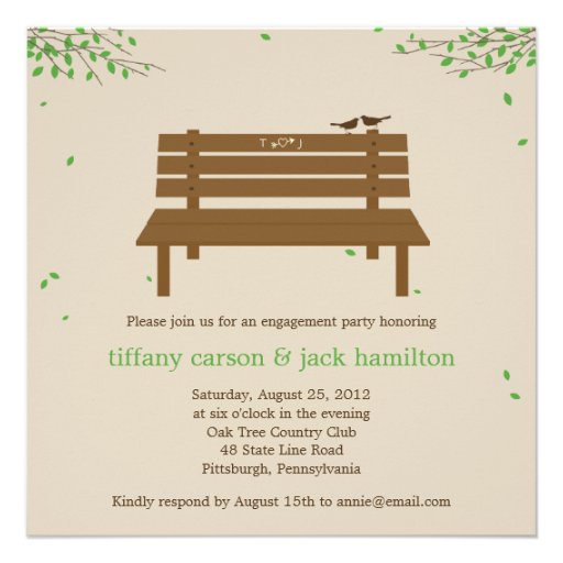 Our Bench Engagement Party Invitation (front side)