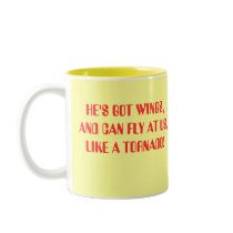 OUR BOSS IS AN ANGEL, HE'S GOT WINGS,AND CAN FL... mugs