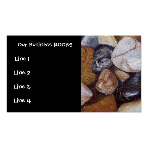 OUR BUSINESS ROCKS: STONES, PENCIL ART, CARDS BUSINESS CARDS (front side)