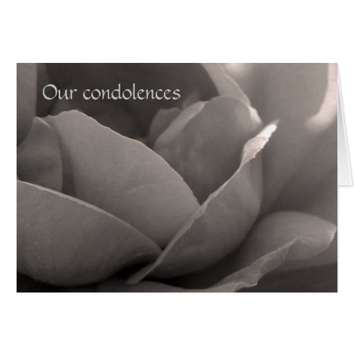 Our Condolences - Rose Card In B&w | Zazzle