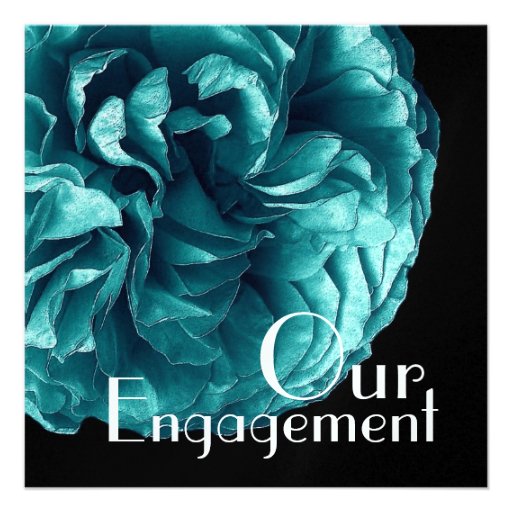 Our Engagement - Elegant Turquoise Blue Rose Announcements