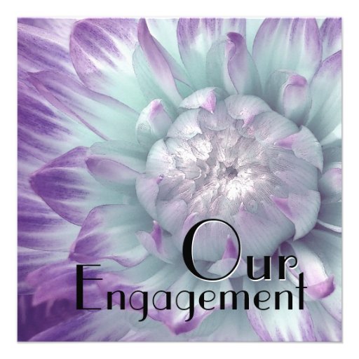 Our Engagement - Purple and Blue Dahlia Custom Invite