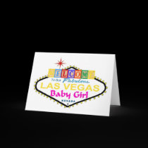 Our Fabulous Las Vegas Baby Girl Announcement Card