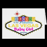 Our Fabulous Las Vegas Baby Girl Announcement Card cards