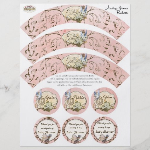 Our Faerie Princess, Baby Shower Cupcake Wrapper Flyer Zazzle