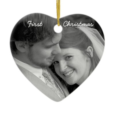 Our First Christmas Aged Parchment Photo Ornament