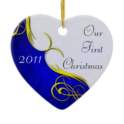 Our First Christmas Damask Christmas Ornament