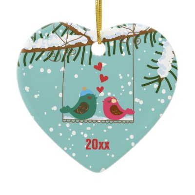 Our first Christmas love birds holiday ornament