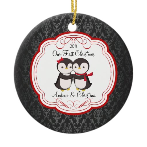 our first christmas ornament penguin couple zazzle our first christmas ornament penguin couple zazzle