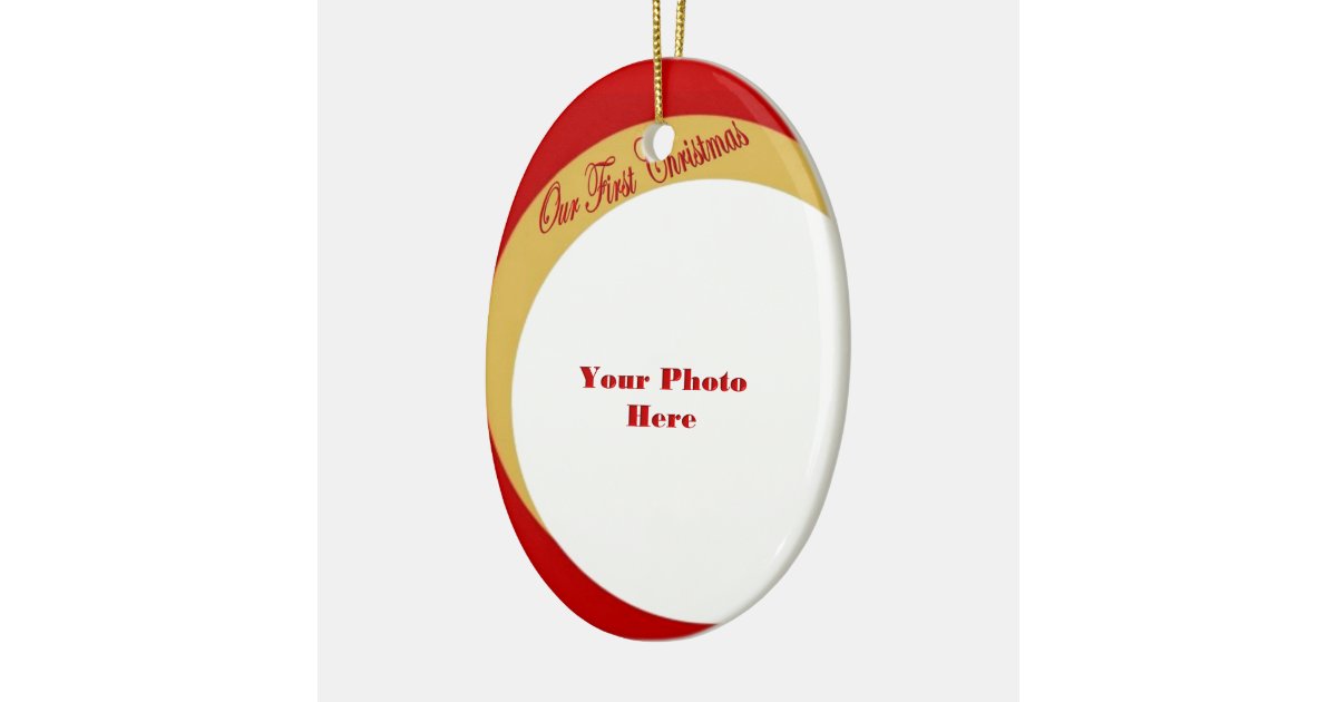 our first christmas photo frame ceramic ornament zazzle our first christmas photo frame ceramic ornament zazzle