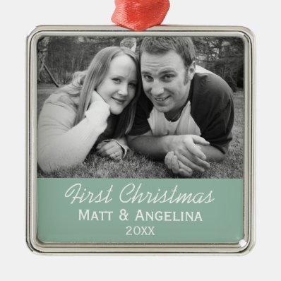 Our First Christmas Photo - Wedding or Engagement Metal Ornament