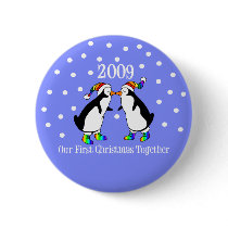 Our First Christmas Together 2009 (GLBT Penguins) buttons
