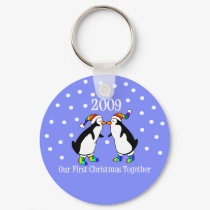 Our First Christmas Together 2009 (GLBT Penguins) keychains by LushLaundry Our First Christmas Together 2009 (GLBT Penguins) keychains