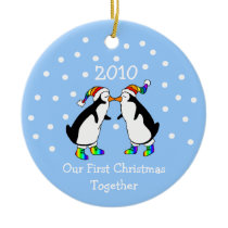 Our First Christmas Together 2010 (GLBT Penguins) Ornament