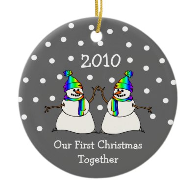 Our First Christmas Together 2010 (GLBT Snowmen) Christmas Ornaments