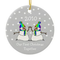 Our First Christmas Together 2010 (GLBT Snowmen) Christmas Tree Ornaments