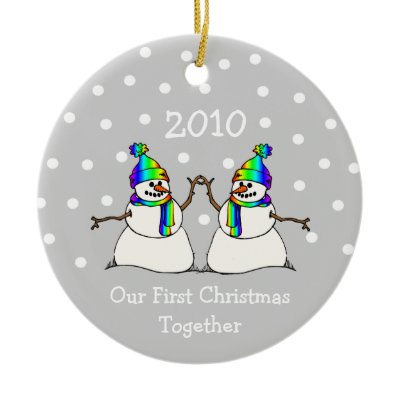 Our First Christmas Together 2010 (GLBT Snowmen) Christmas Tree Ornaments