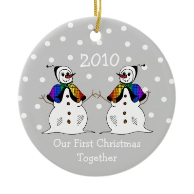 Our First Christmas Together 2010 (GLBT Snowwomen) Christmas Tree Ornaments