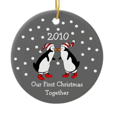 Our First Christmas Together 2010 (Penguins) Christmas Tree Ornaments