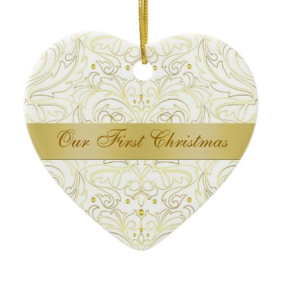 Our First Christmas White Gold Filigree Ornament