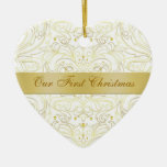 Our First Christmas White Gold Filigree Ornament