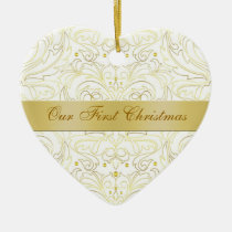 Our First Christmas White Gold Filigree Ornament