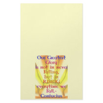 "Our Greatest Glory"- Confucius Quote Custom Stationery
