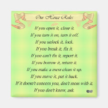 Our House Rules Refrigerator Magnets