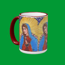 Our Lady of Guadalupe - mug (ringer) by folkartblonde Our Lady of Guadalupe - mug (ringer)