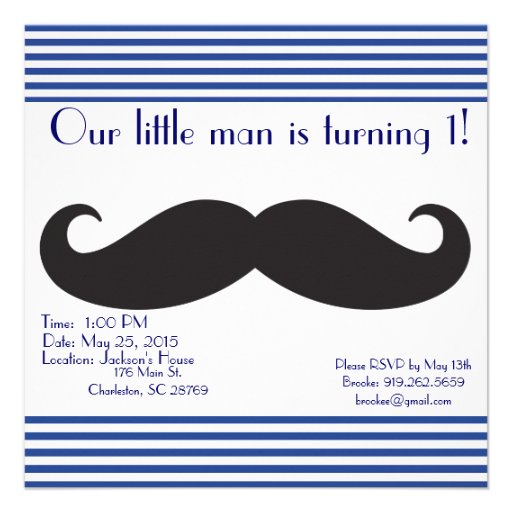 Our Little Man Mustache Birthday Invitations