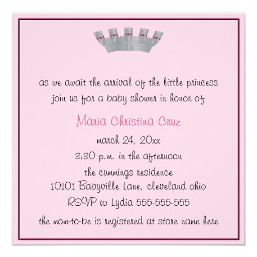 Our Little Princess Baby Shower Invitation (Pink) 5.25" Square