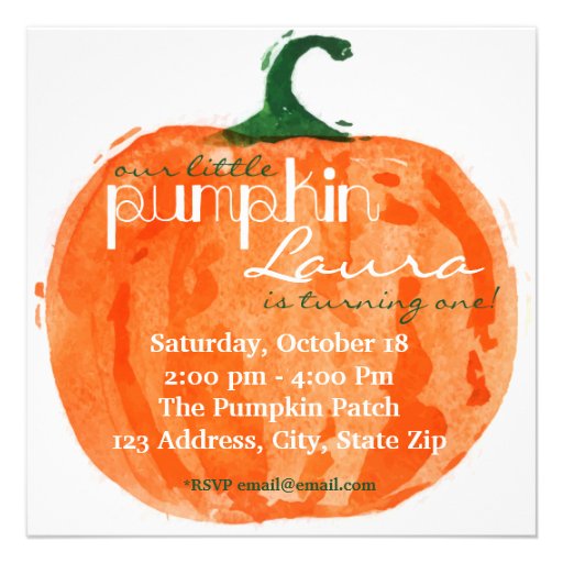 Our Little Pumpkin Invitation (front side)