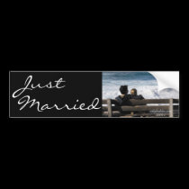 Our Love - Just Married Bumper Sticker bumper stickers by ArtByLindaLou Our Love - Just Married Bumper Sticker bumper stickers