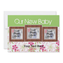 Our New Baby, Custom Photo Birth Announcement Card