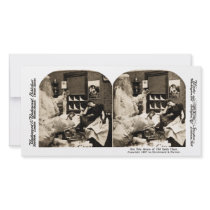 Our Pets Dream of Old Santa Claus Stereoview 1897 Photo Greeting Card
