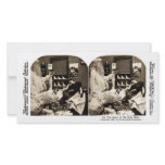 Our Pets Dream of Old Santa Claus Stereoview 1897 Photo Greeting Card