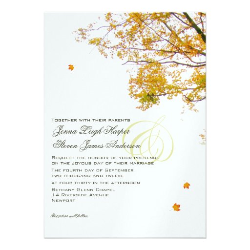 Our Tree in Fall Wedding Invitations
