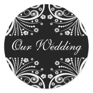 Our wedding Black with White Designs stickers sticker