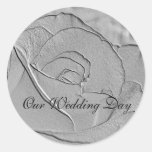 Our Wedding Day Silver Emboss Look Rose stickers