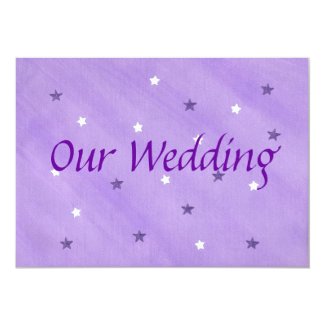 Our Wedding Invitations, Purple and White Stars 5" X 7" Invitation Card