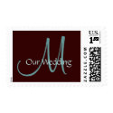 Our Wedding Monogram Teal & Brown Postage Stamp by monogramgallery Our Wedding Monogram Teal & Brown Postage Stamp