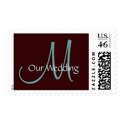Our Wedding Monogram Teal & Brown Postage Stamp