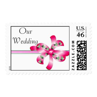 Our Wedding Pink Dog Paw Postage stamp