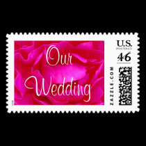 Our Wedding Pink Rose Postage - Customizable stamps