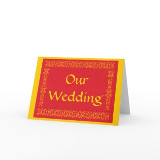 Our wedding, red and gold wedding invitations card
