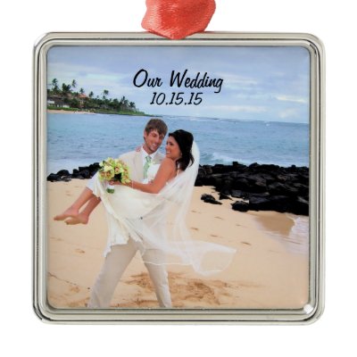 Our Wedding Silver Metal Photo Ornament