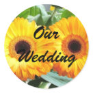 round_sticker - Our Wedding sticker, beautiful sunflower
