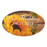 Our Wedding Stickers Oval, Rustic Fall Sunflower