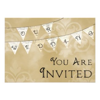 OUR WEDDING Vintage French Bunting Invitation