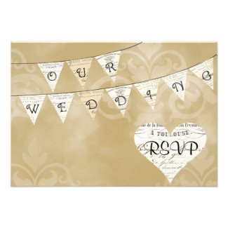 OUR WEDDING Vintage French Bunting RSVP Card